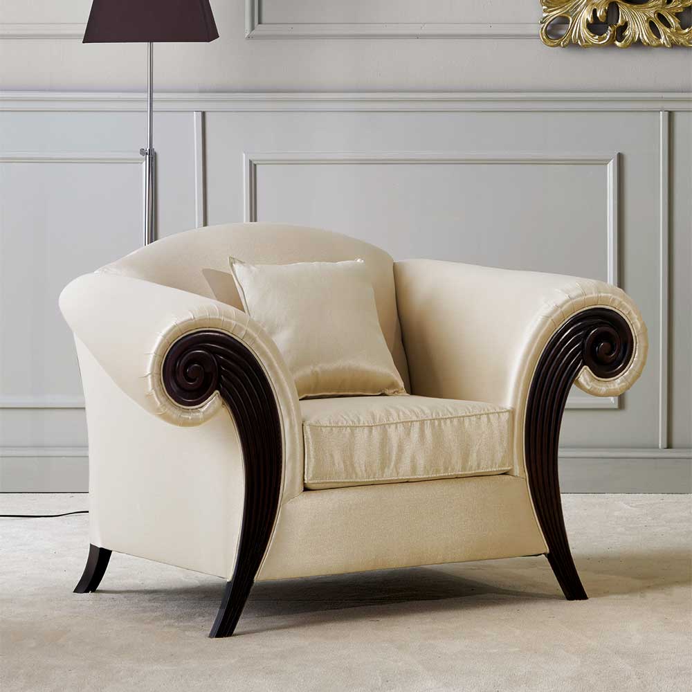 Klassischer Sessel Clasha in Beige und Dunkelbraun 136 cm breit