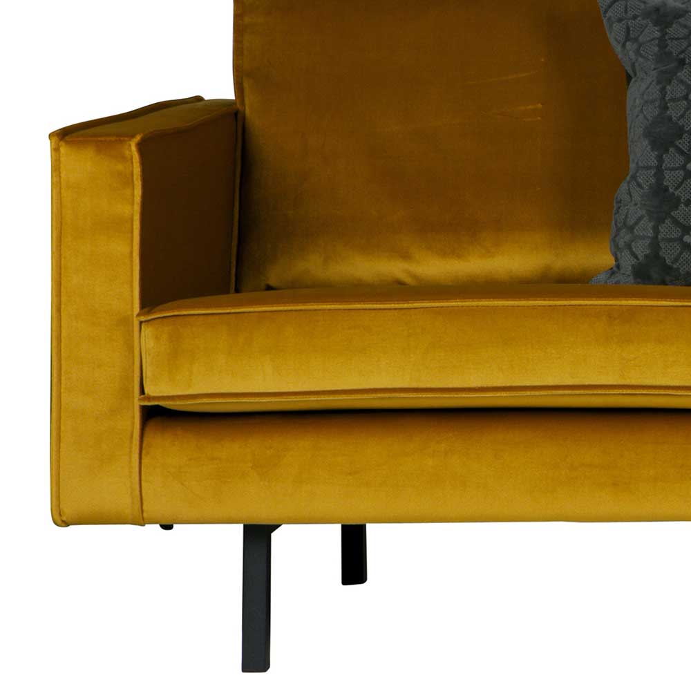 Retro Sofa Magoa in Gelb Samtbezug 85 cm hoch