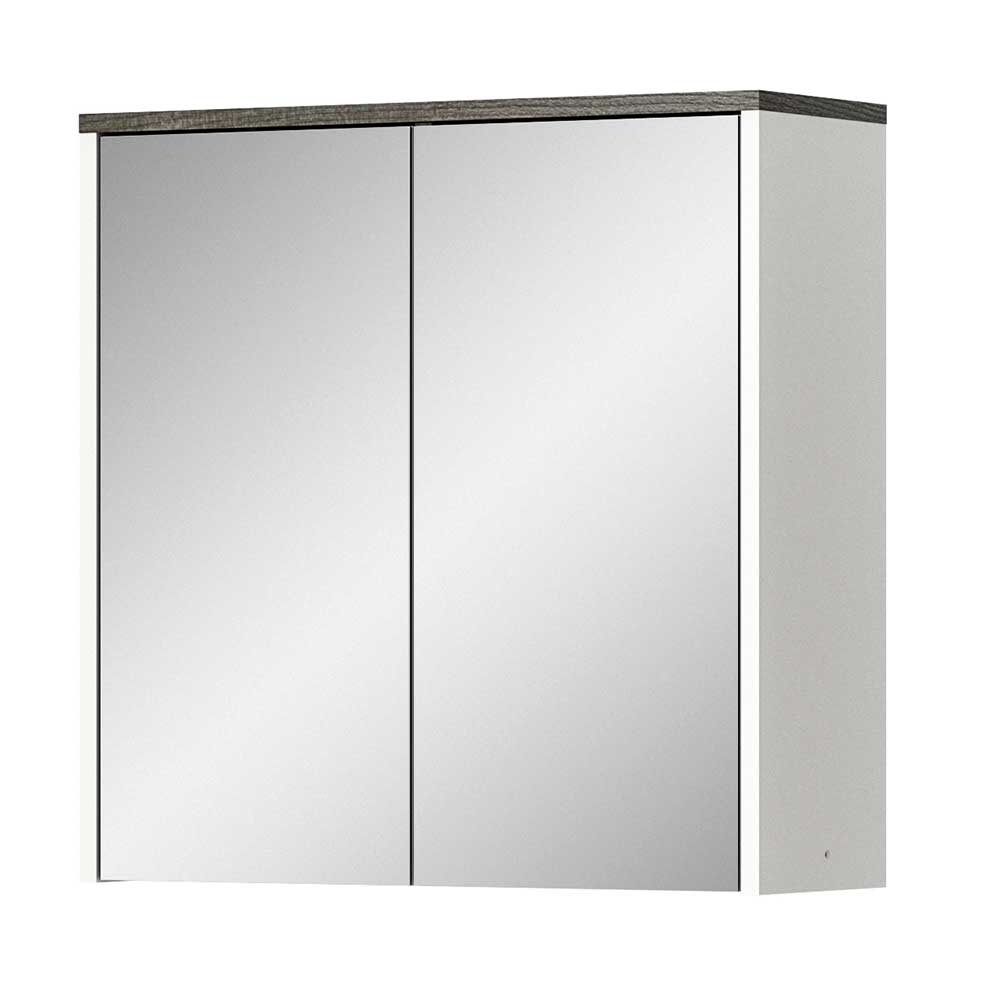 Badezimmer Spiegelschrank Quartia in Rauchsilber und Weiß 60 cm breit