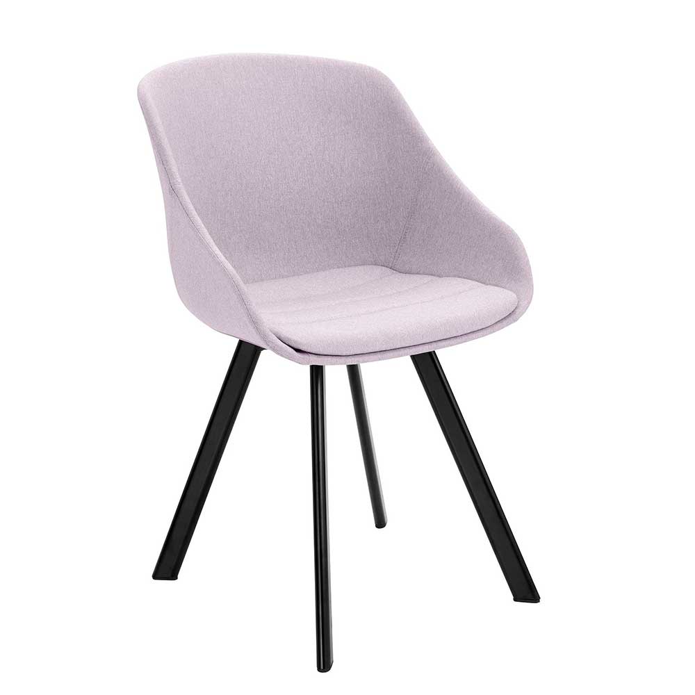Esstisch Stühle Brooklyn in Rosa Webstoff mit Metallgestell schwarz (2er Set)