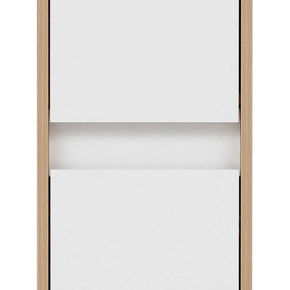 Badezimmer Hochschrank Lymesca in Weiß und Eiche hell im Skandi Design