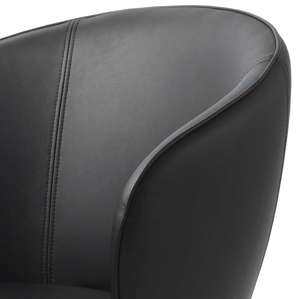Home Office Drehstuhl Dora aus schwarzem Kunstleder mit höhenverstellbarem Sitz