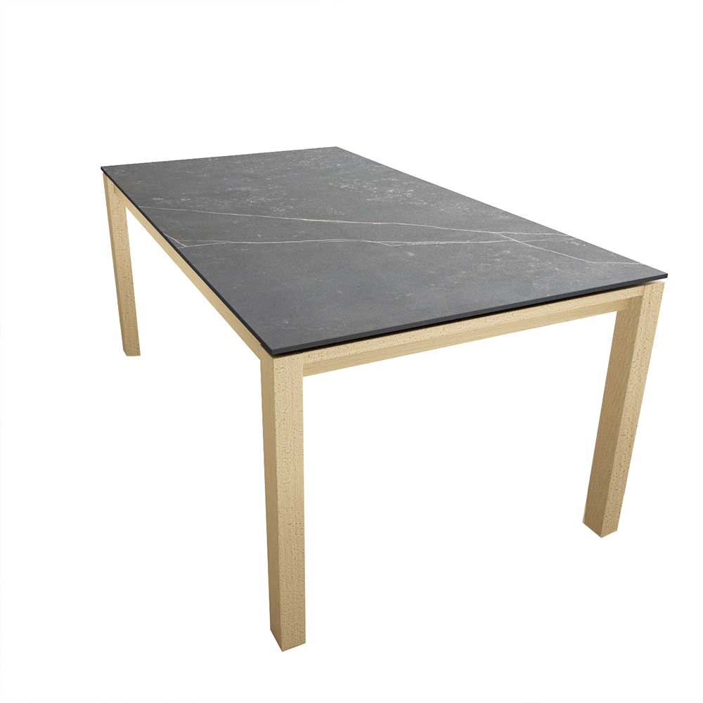 Design Küchentisch Omero mit Keramik Tischplatte in Anthrazit 120 cm breit