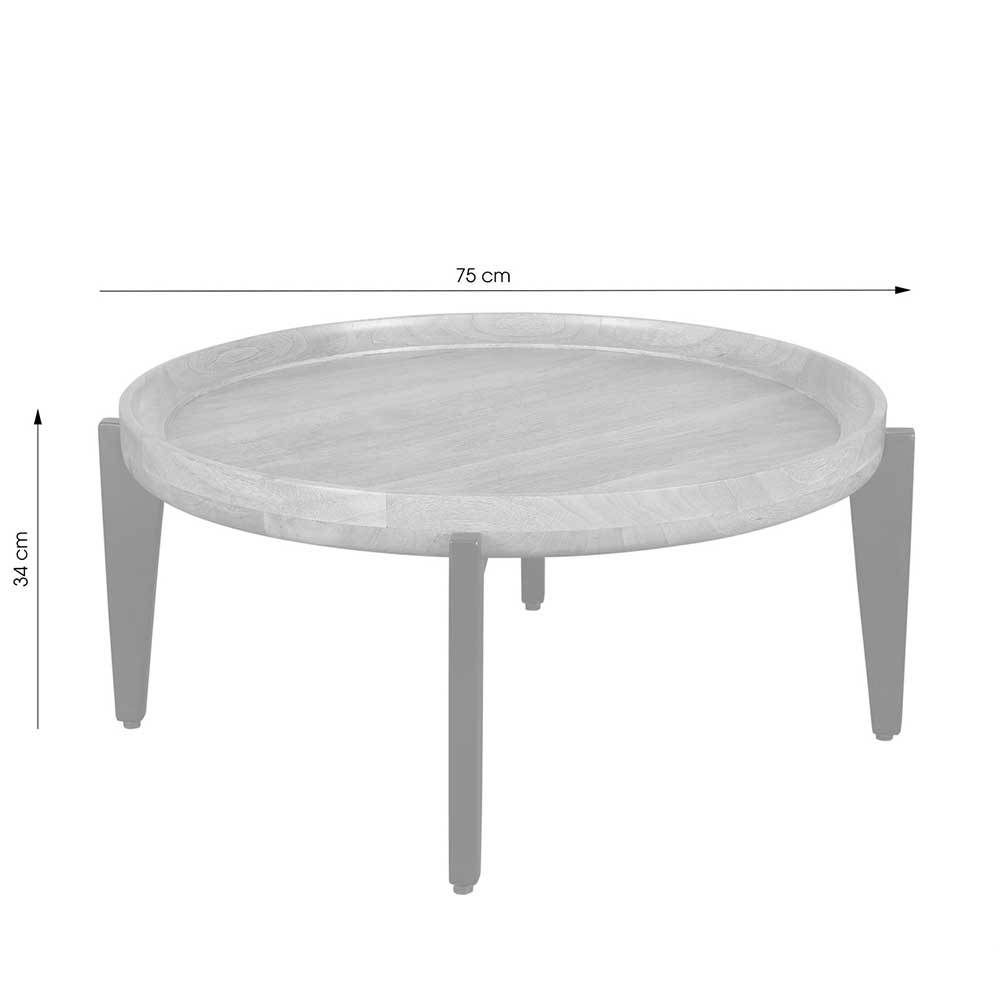 Wohnzimmer Tisch Lazadro mit abnehmbarer Tischplatte 75 cm Durchmesser
