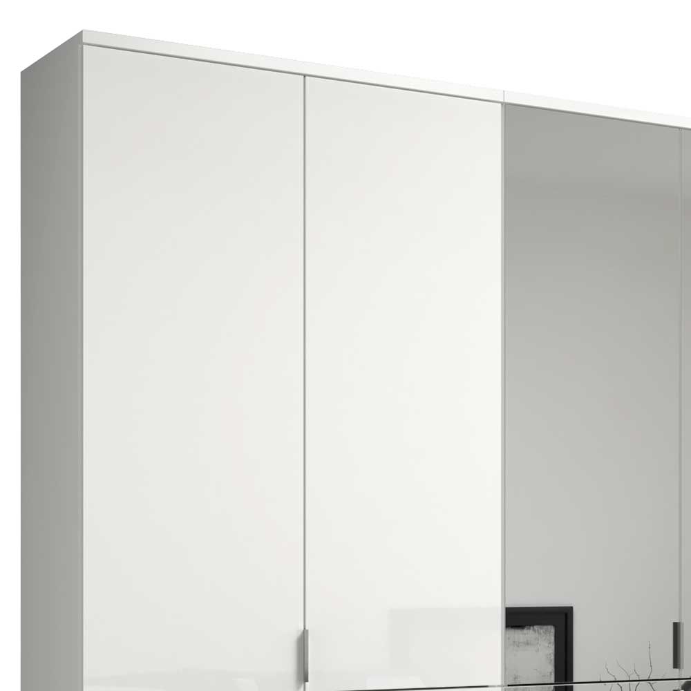 Modul Kleiderschrank Ridonner in Weiß Hochglanz mit Spiegeltüren (vierteilig)