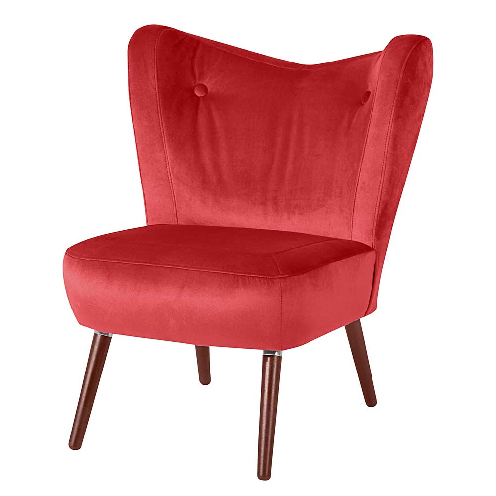 Kleiner Sessel Danskad in Rot mit Vierfußgestell aus Holz