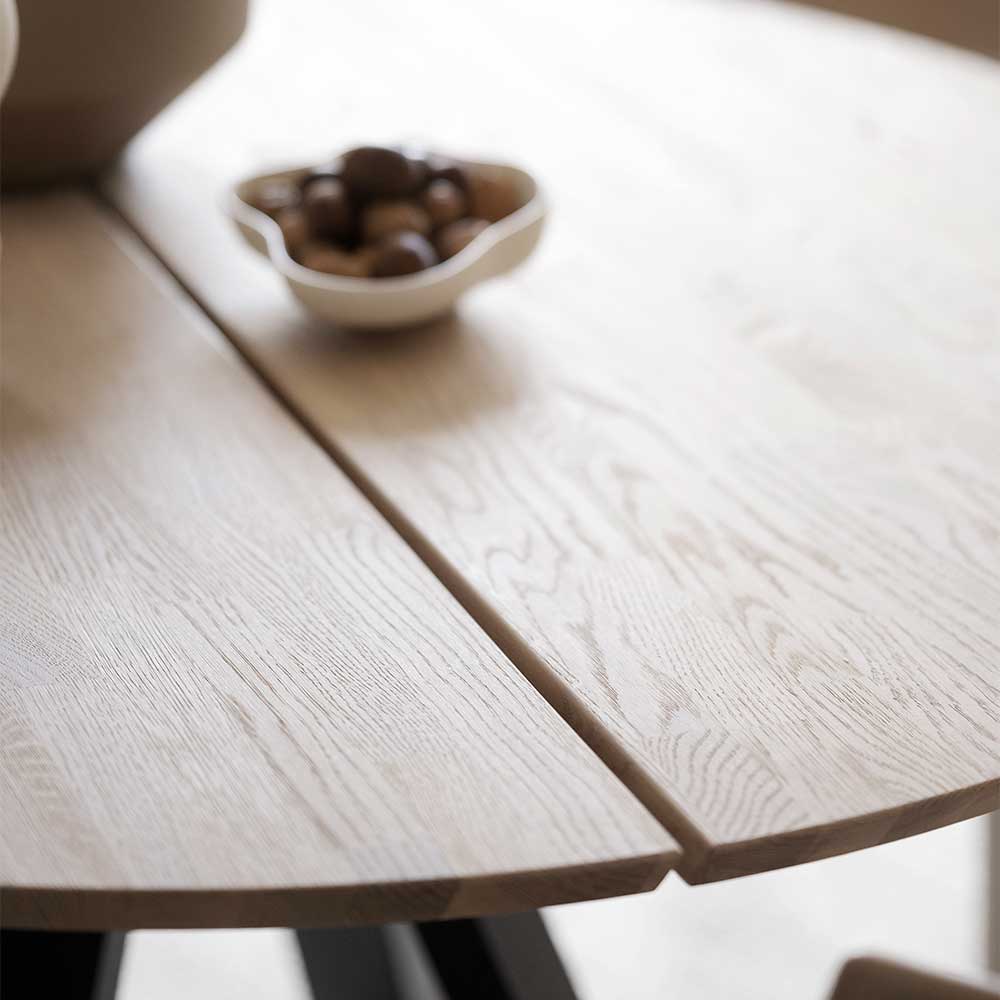 Tisch Esszimmer Legano in Eiche White Wash mit Massivholzplatte