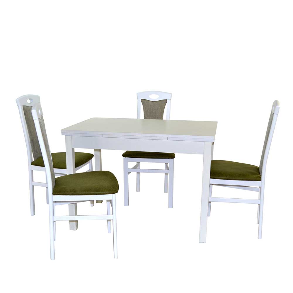 Sitzgruppe Sizino mit vier Sitzplätzen in Weiß & Grün (fünfteilig)