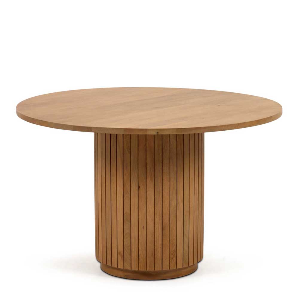 Runder Esszimmer Tisch Firessa aus Mangobaum Massivholz 120 cm breit