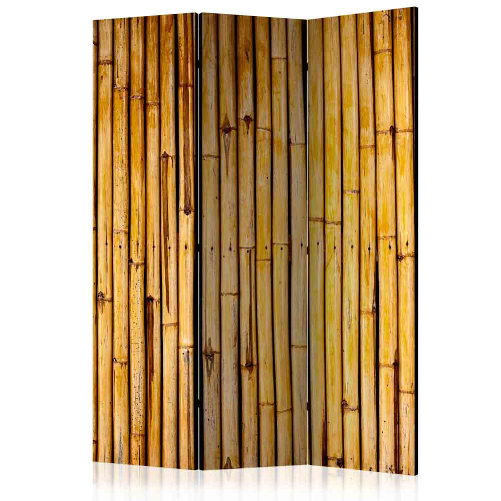 Paravent Nabila mit Bambus Motiv in Braun