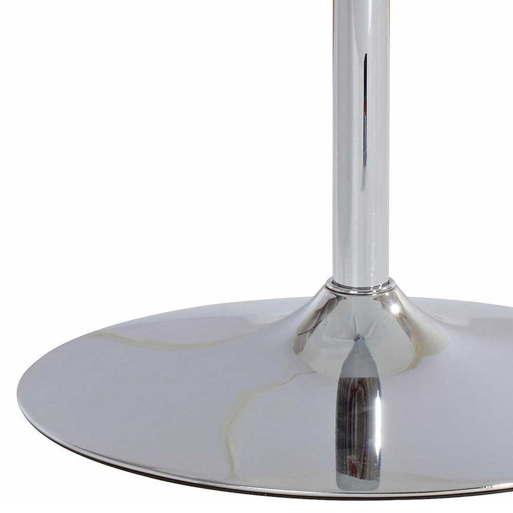 Runder Küchen Tisch Barbua in Weiß und Chromfarben mit Trompetenfuß