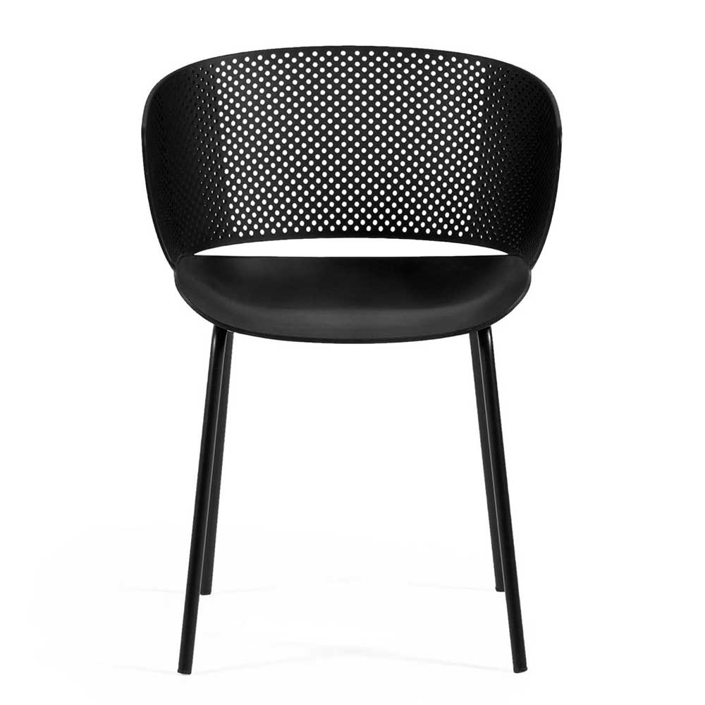 Moderne Gartenstühle Sensivila in Schwarz aus Kunststoff und Stahl (4er Set)