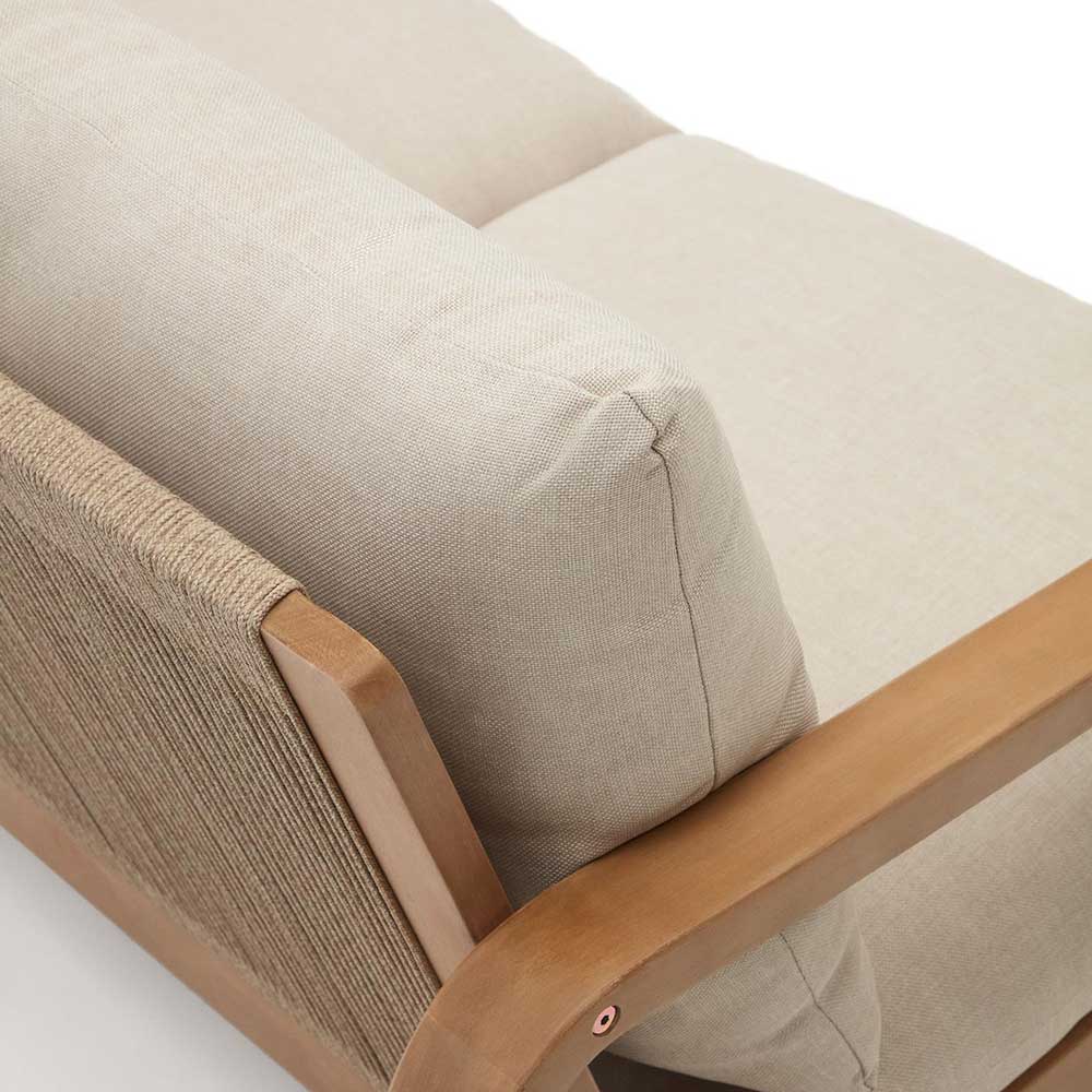 Lounge Sofa Zweisitzer Umingo aus Eukalyptusholz & Stoff mit Bügelgestell