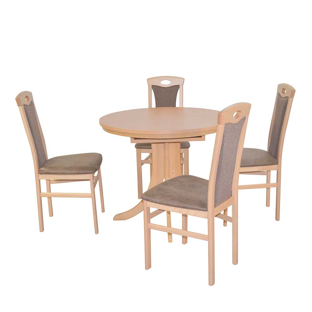 Küchen Sitzgruppe Euphonia Tisch mit Mittelauszug vier Stühle (fünfteilig)