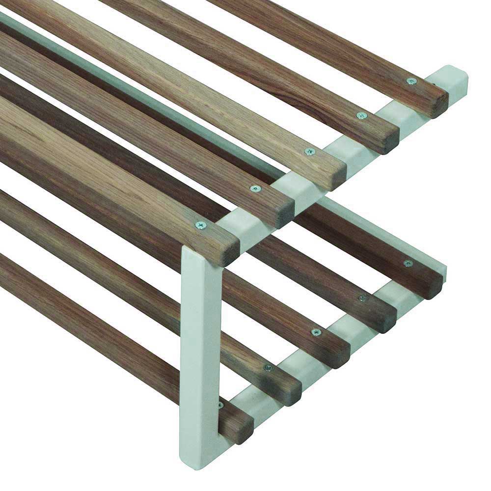 Garderobenset Oslanda im Industriedesign in Weiß Stahl und Massivholz (zweiteilig)