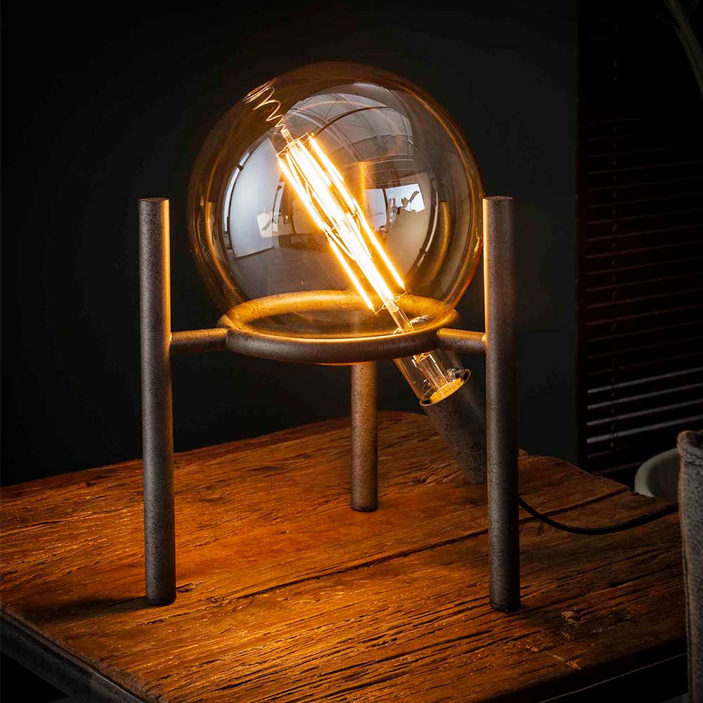 Loft Tischlampe Garella aus Metall in Altsilberfarben