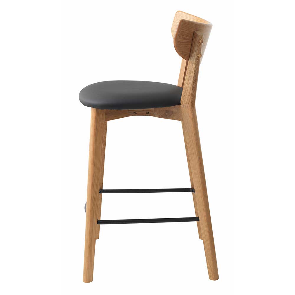 Massivholz Barstühle Caleo aus Eiche lackiert mit gepolsterter Sitzfläche (2er Set)