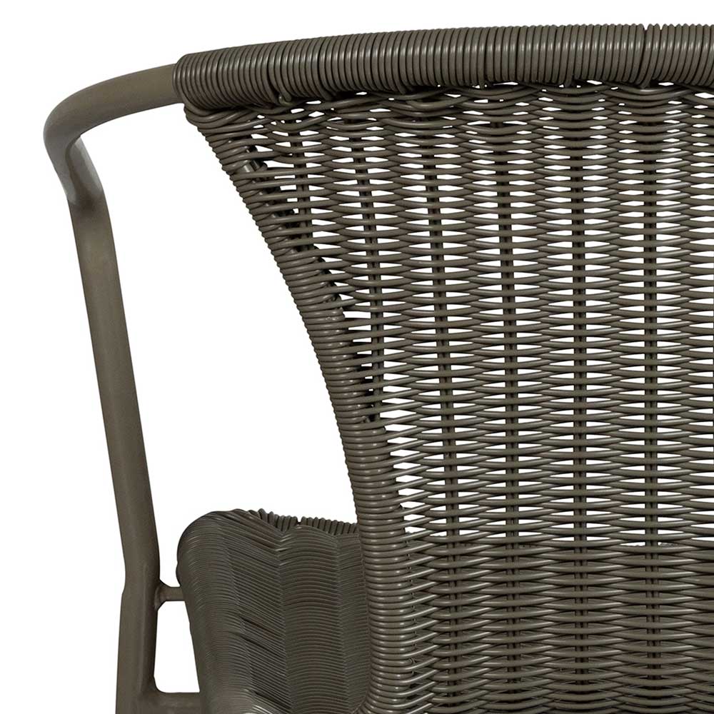 In- und Outdoor Stühle Smono stapelbar aus Kunstrattan und Metall (4er Set)