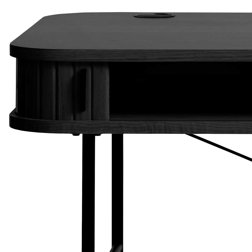 Designschreibtisch Sumatri in Schwarz mit ovaler Tischplatte
