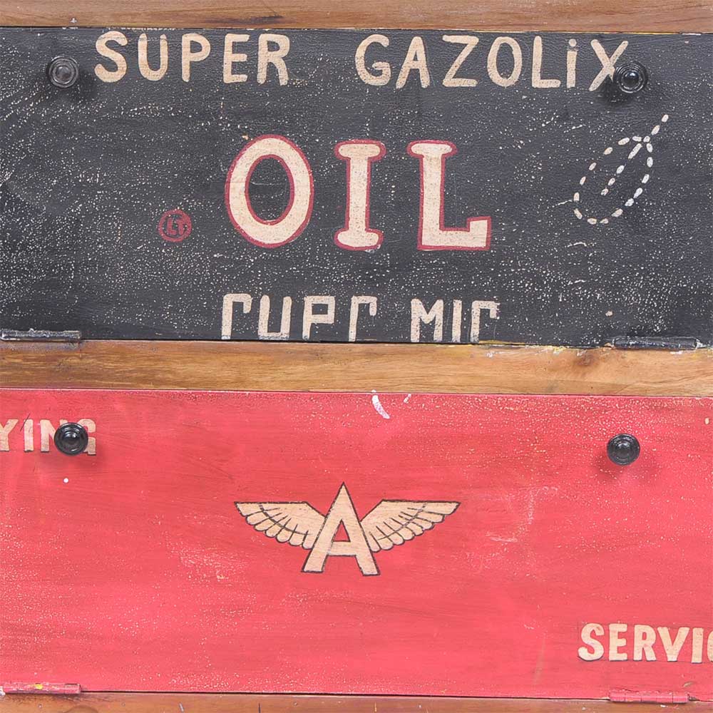 Schuhkipper Petrolia in Braun Bunt im Vintage Design 90 cm hoch
