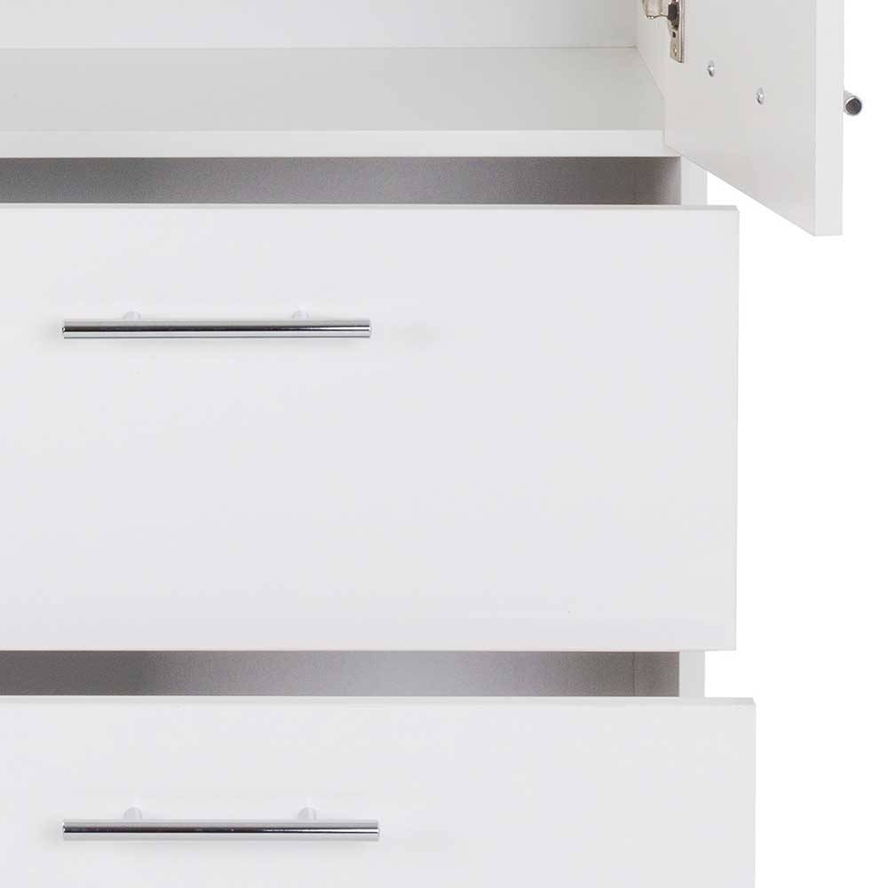 Weißer Badezimmermidischrank Elonis Hochglanz mit zwei Schubladen
