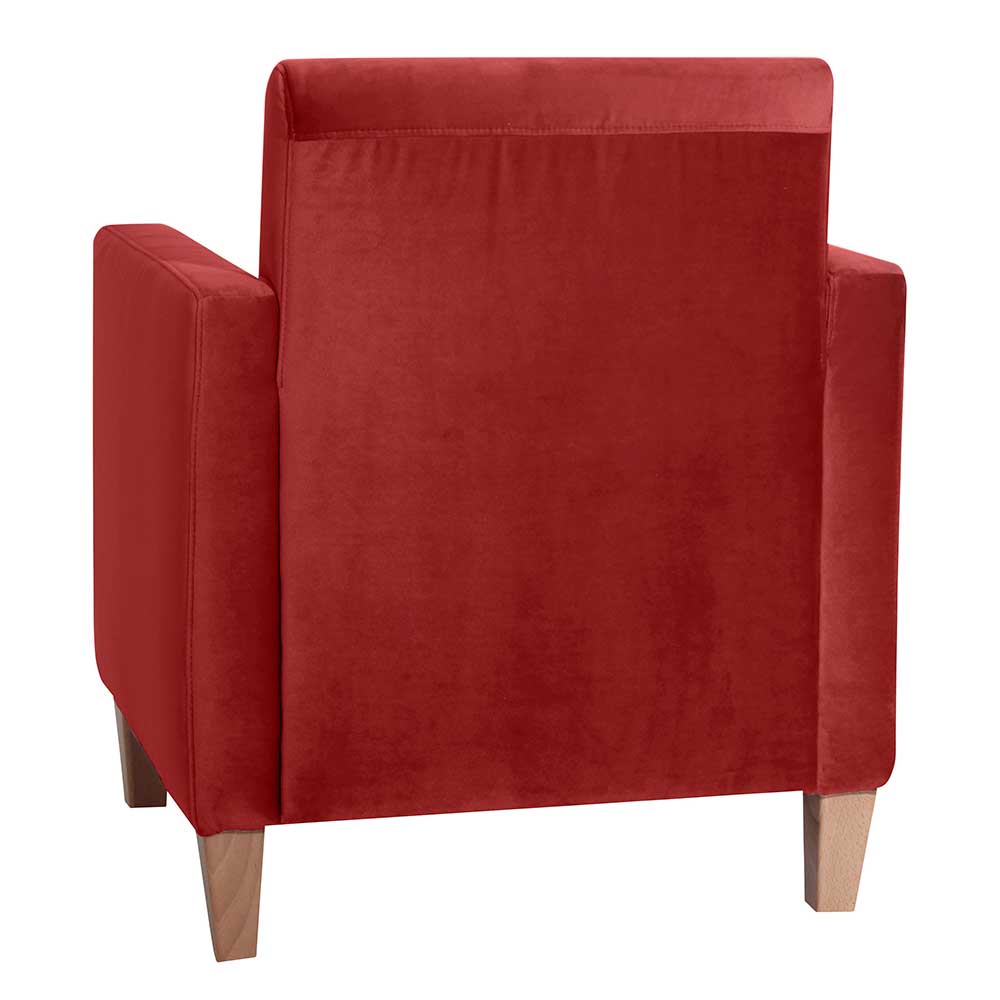 Wohnzimmer Sessel Trevesion in Ziegel Rot aus Samtvelours