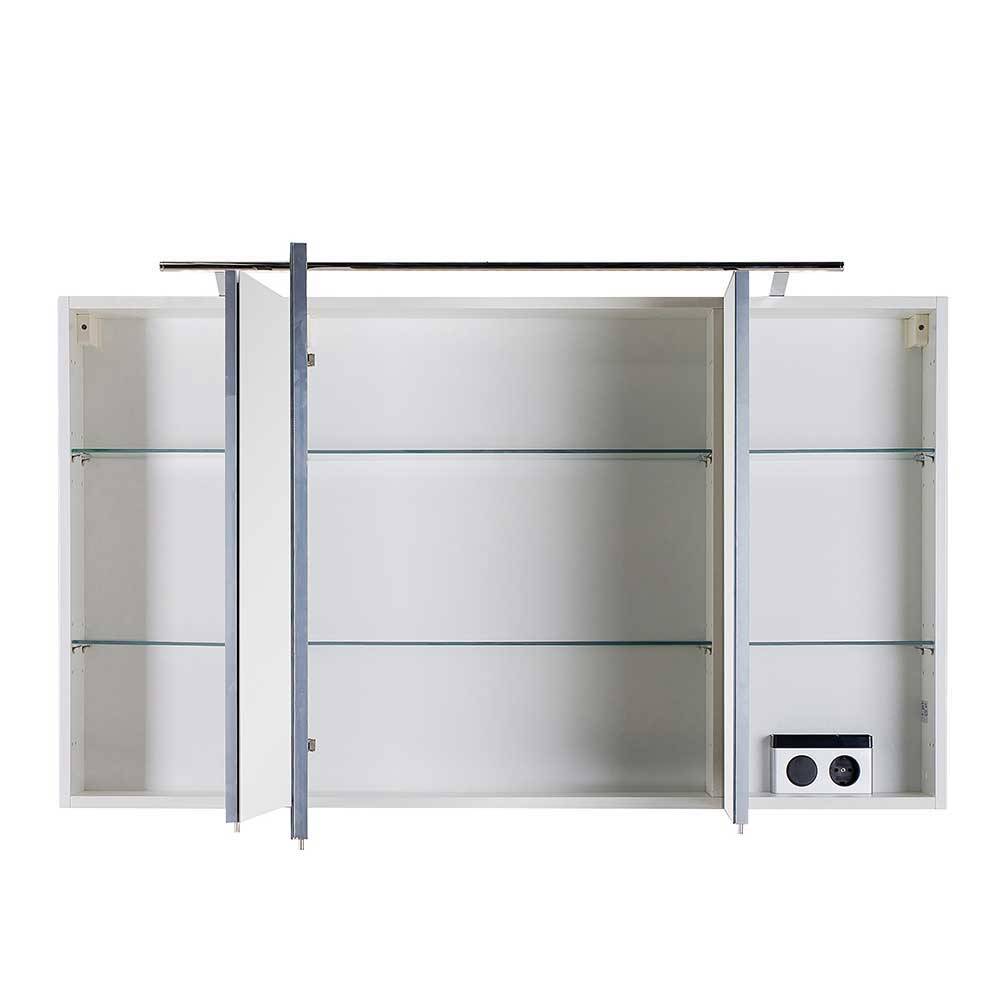 Hochglanz Badezimmermöbel Set Oksena in Weiß - montiert (vierteilig)