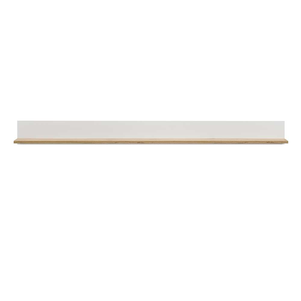 Modernes Wandregal Rascian in Weiß und Wildeiche Optik 170 cm breit