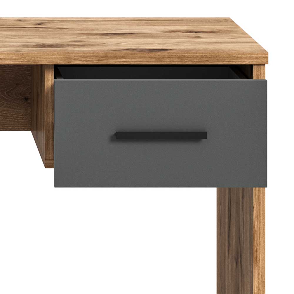 Schreibtisch mit Schubladen Plestna in Grau und Wildeichefarben