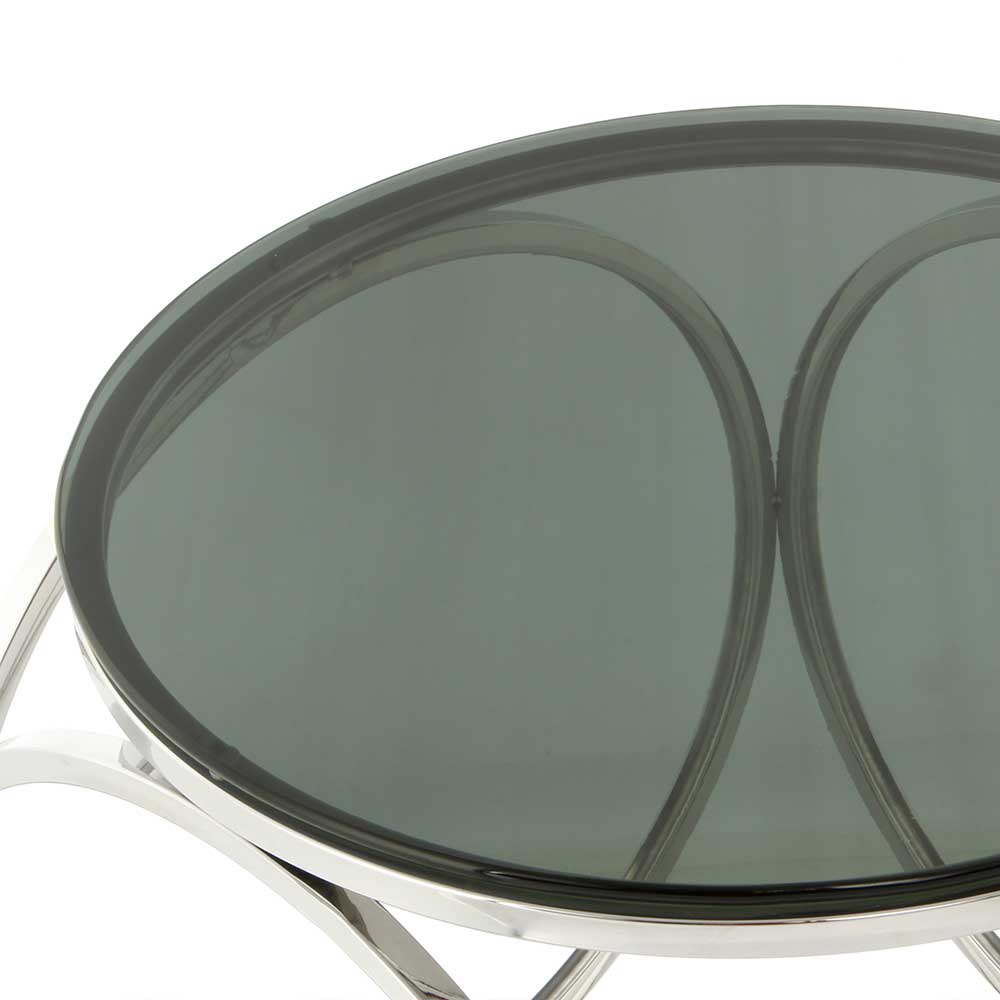 Design Beistelltisch Quartia mit schwarz getönter Glasplatte rund
