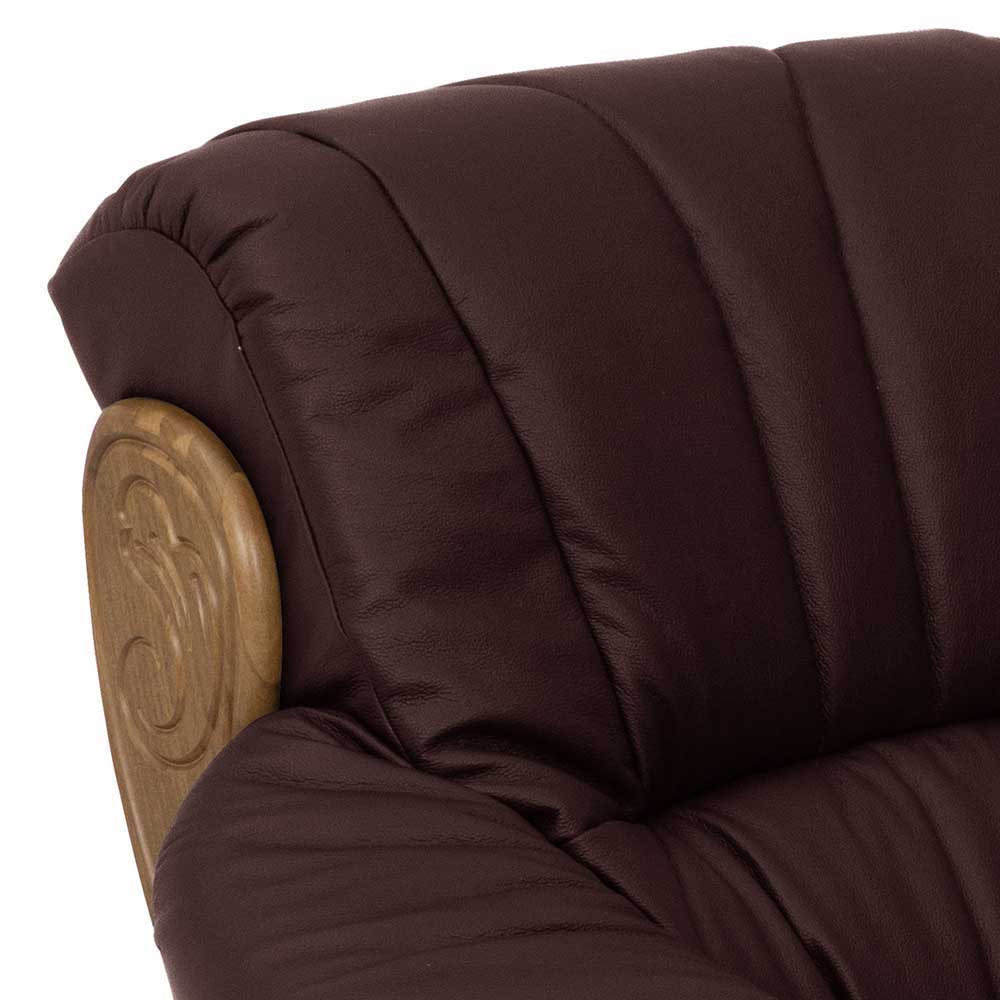 Made in Germany Leder Couch Louvres im rustikalen Stil 205 cm breit