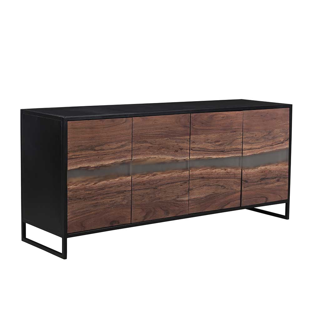 4 türiges Sideboard Genzema aus Massivholz und Metall 175 cm breit
