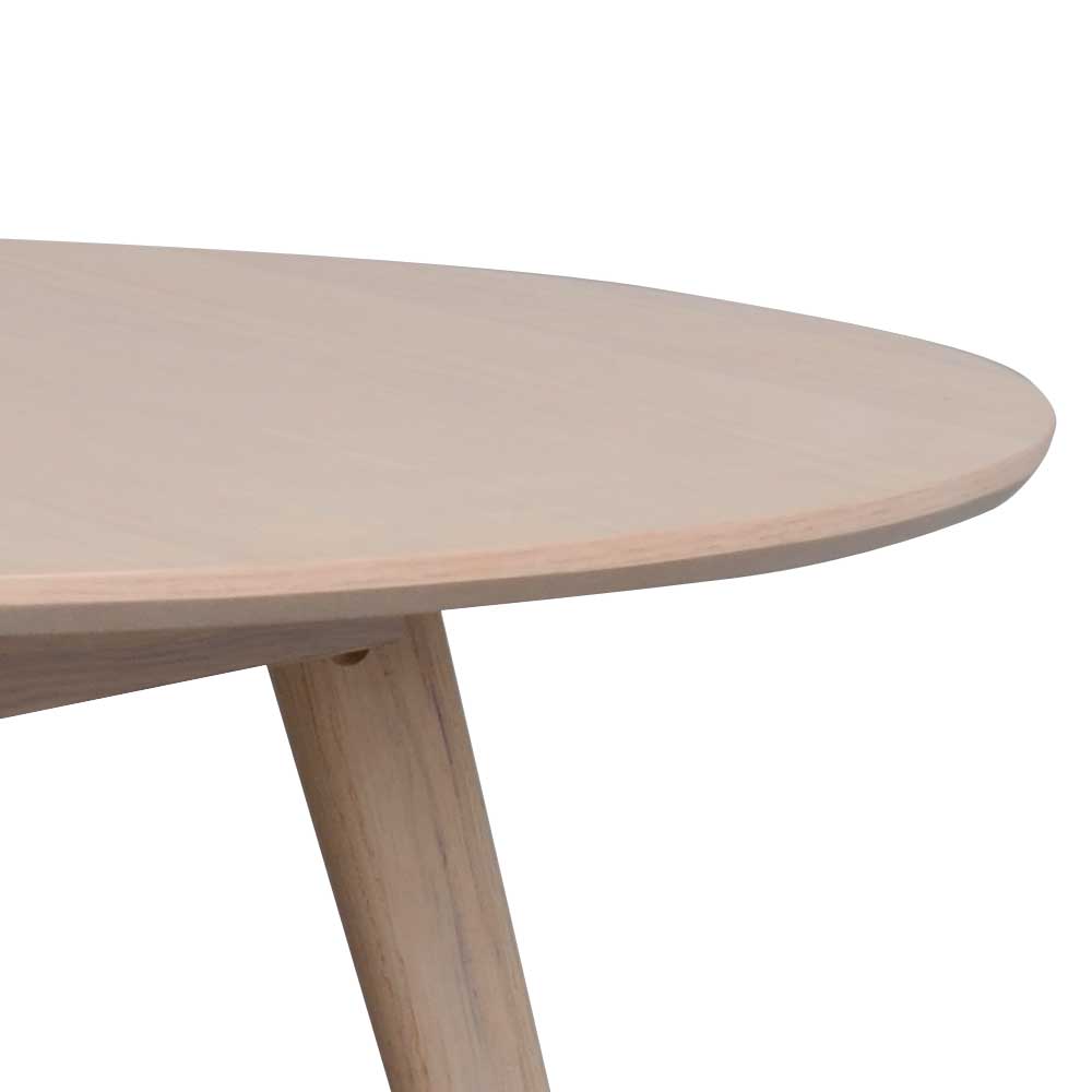 Skandi Design Tisch Wake mit Eiche White Wash furniert rund