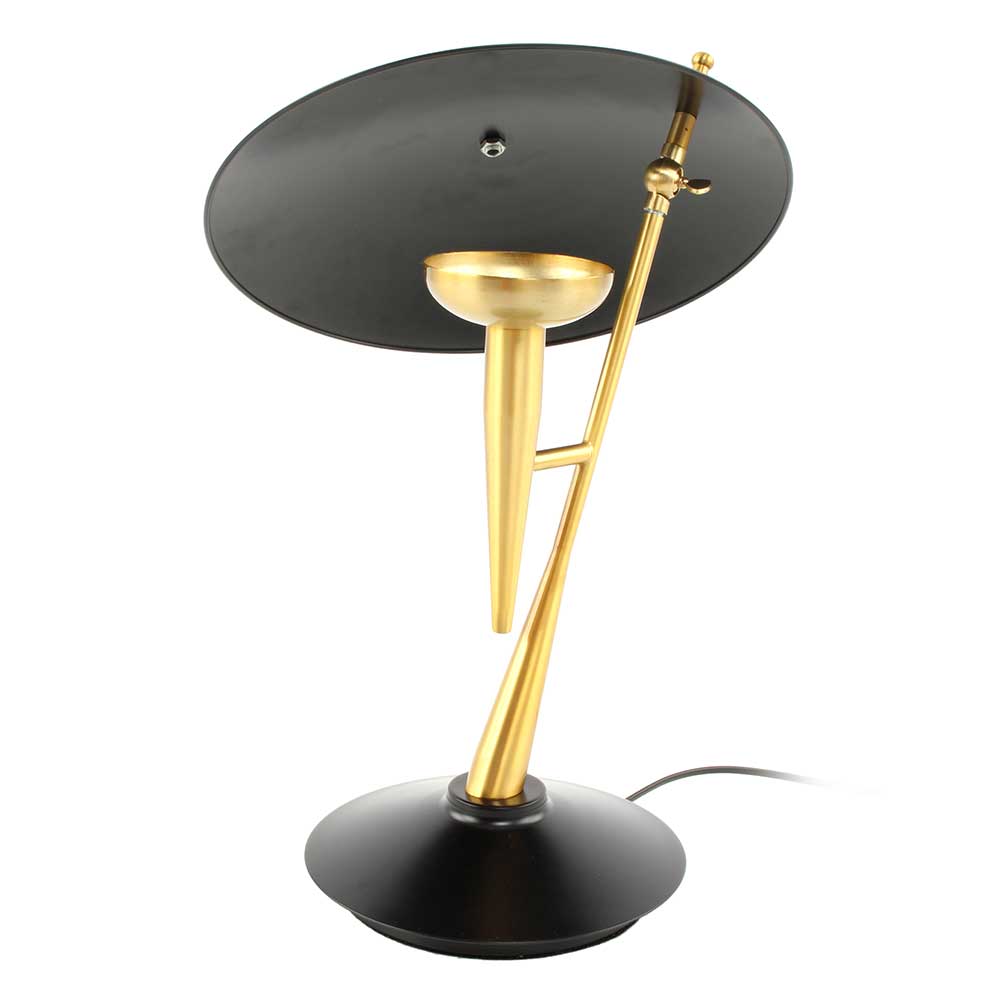 Design Tischleuchte Madley in Schwarz und Goldfarben 50 cm hoch