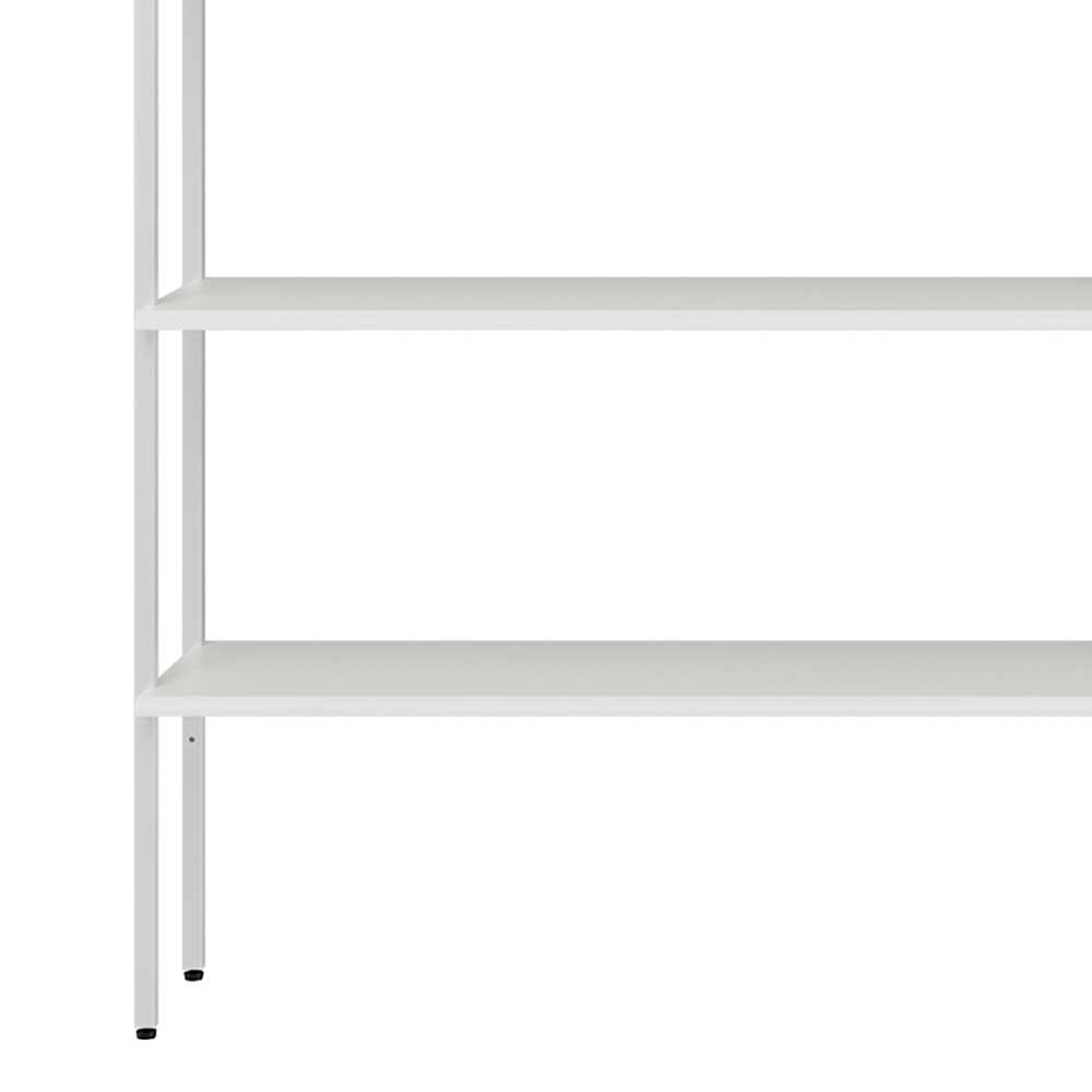 Raumteiler Regal Gaderon in Weiß Stahl und Holz 220 cm hoch