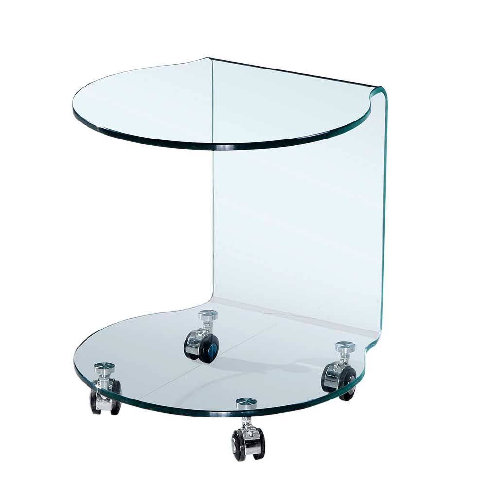 Glastisch mit Rollen Vendo in modernem Design 45 cm hoch