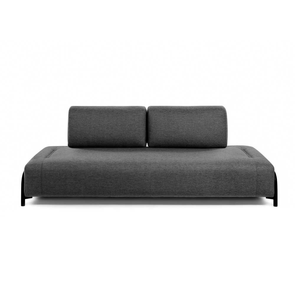 Dreisitzer Sofa Woston in Dunkelgrau Webstoff 60 cm Sitztiefe