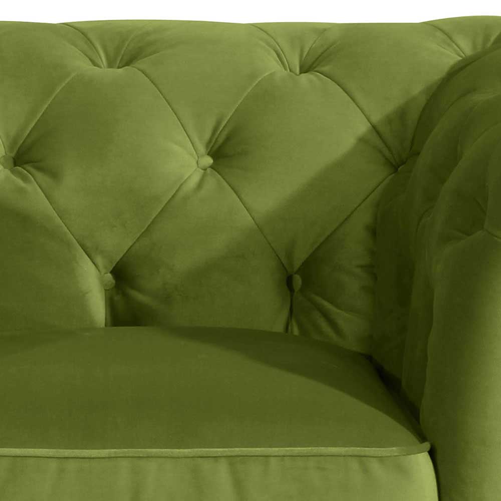 Hochwertiges Sofa Aqua im Chesterfield Look in Oliv Grün
