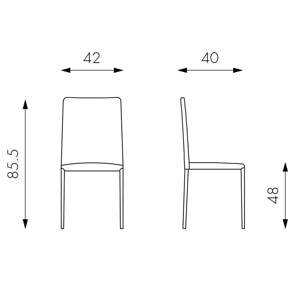 Stuhl Set Riusa in Grau Kunstleder stapelbar (4er Set)