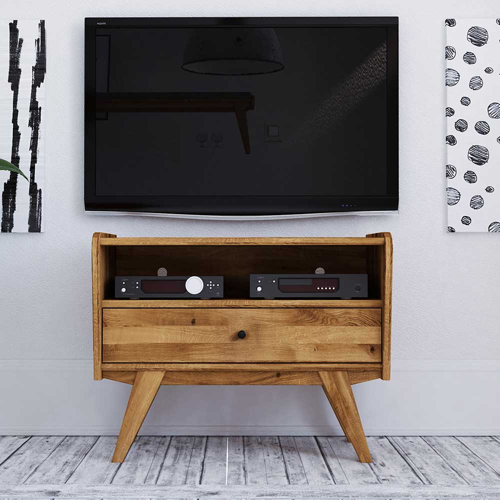 TV Board Carilla aus Wildeiche Massivholz 80 cm breit
