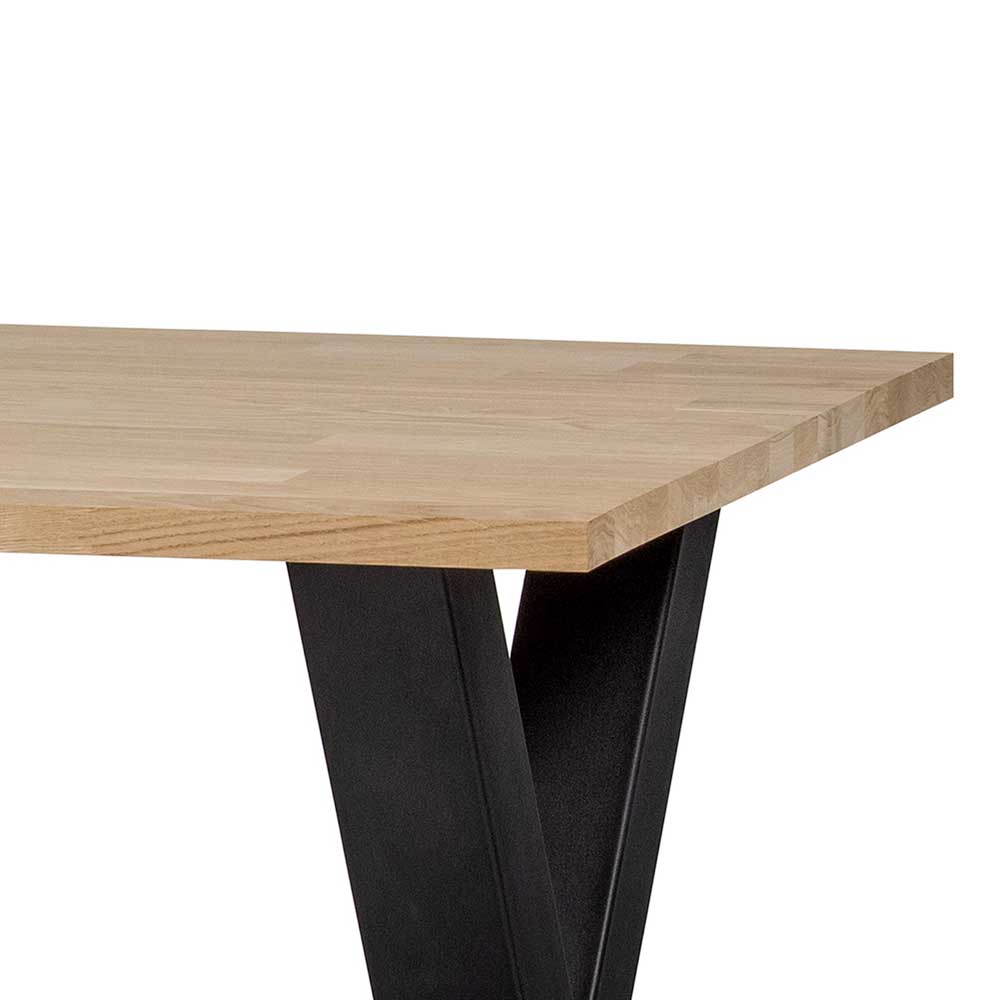 Holztisch Eiche Contreros mit X Gestell aus Metall in modernem Design