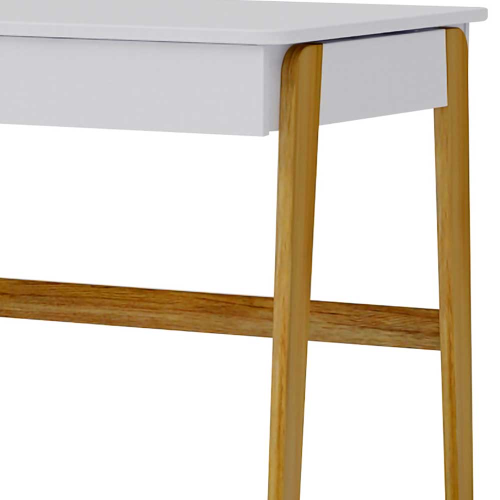 Skandi Design Schreibtisch Ilea in Weiß Pinie teilmassiv 100 cm breit