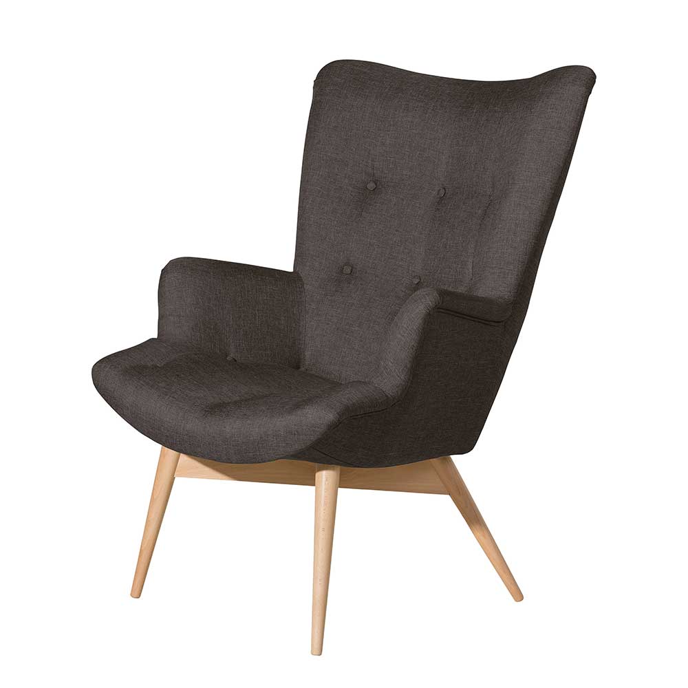 Hochwertiger Sessel Leana in Braun mit Vierfußgestell aus Holz