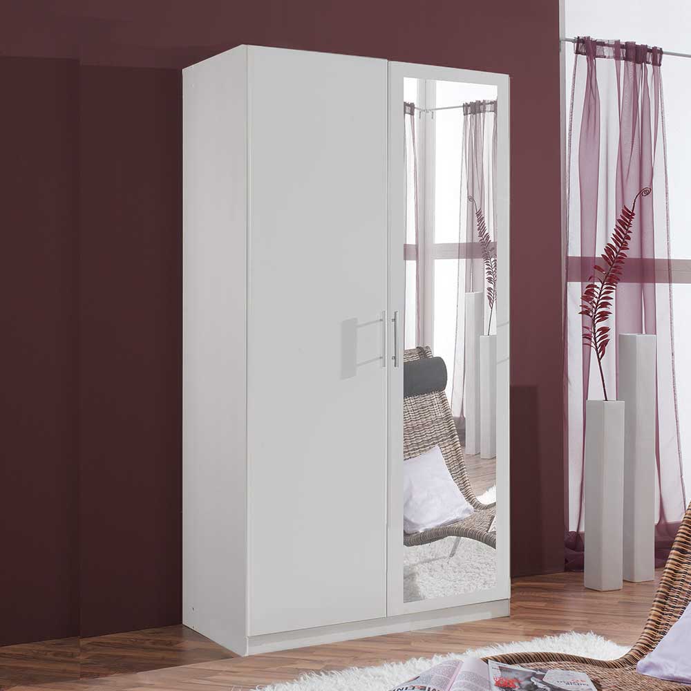 Kleiderschrank Jugendzimmer Nofre in Weiß mit Spiegeltür