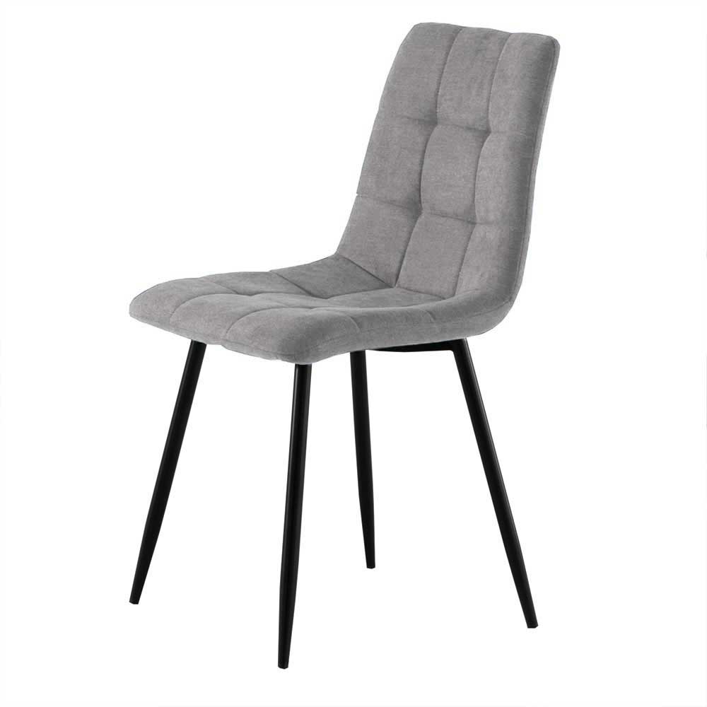 Esstisch Stühle grau Cadruna 46 cm Sitzhöhe aus Webstoff und Metall (4er Set)