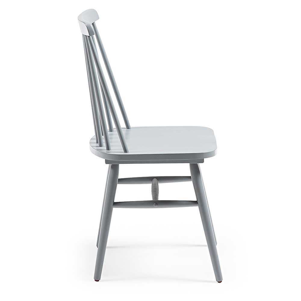 Skandi Design Holzstühle Neptun in Hellgrau mit 45 cm Sitzhöhe (2er Set)