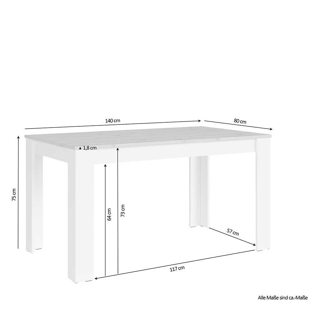 Moderner Küchen Tisch Volgan mit Wendeplatte 140x80 cm