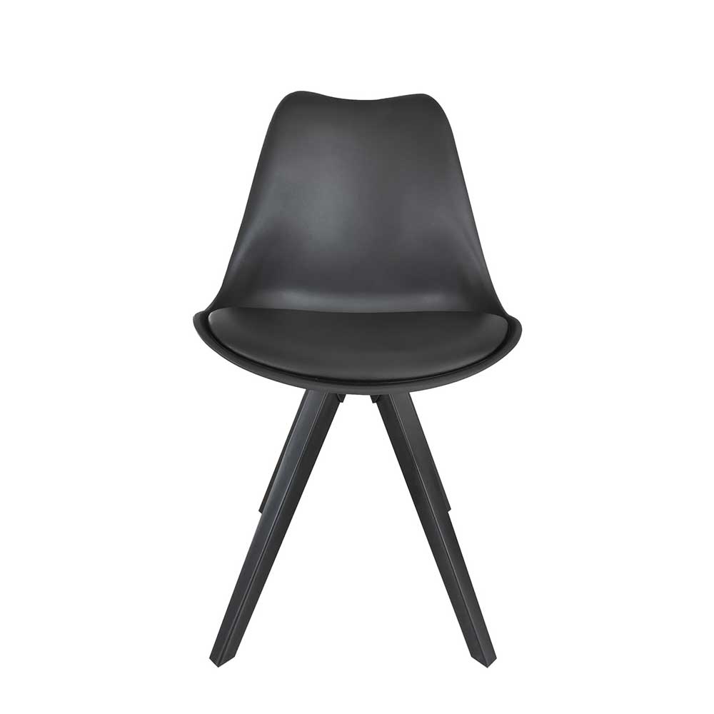 Skandi Design Esstisch Stühle Galadira in Schwarz mit Gestell aus Metall (2er Set)
