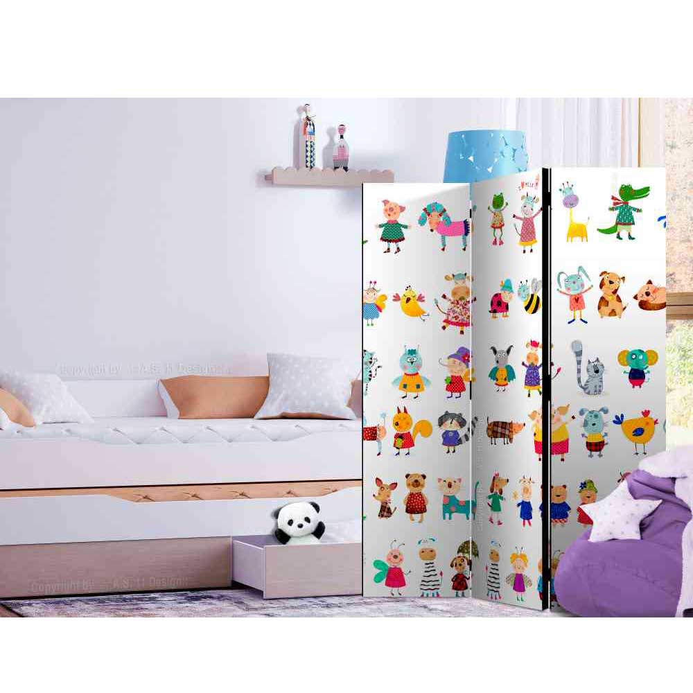 Kinder Raumteiler Sovecca mit bunten Tieren 135 cm breit