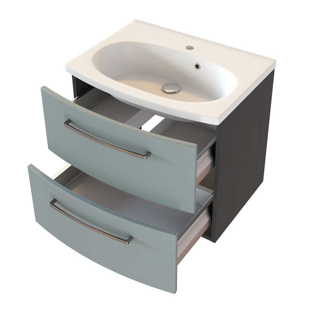 Design Waschkommode Trostina in Graugrün und Dunkelgrau 60 cm breit